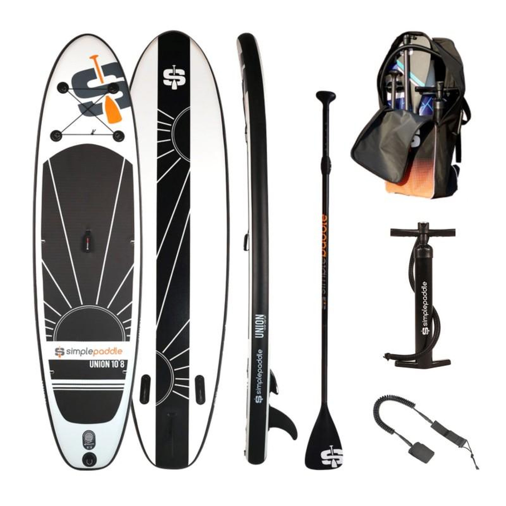 Voir la diapositive 1 : SIMPLE PADDLE Paddle Gonflable UNION 10'8 32'' 6  (320 x 81 x 15 cm) avec Pagaie, Leash, Pompe et Sac de Transport