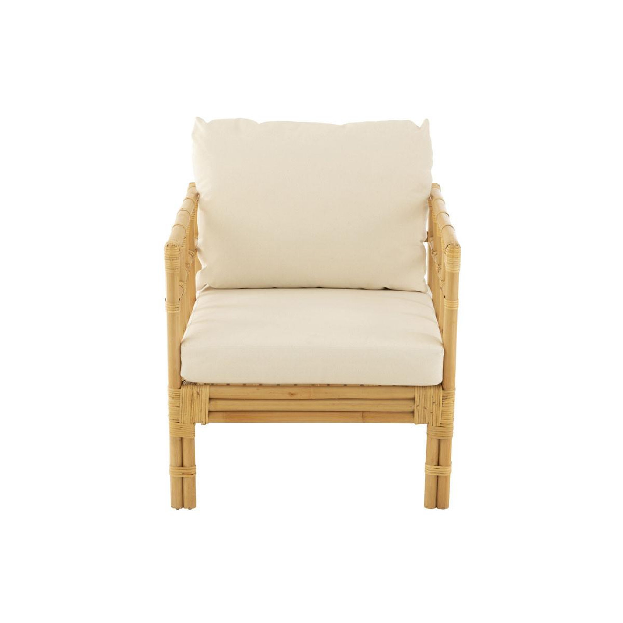 Voir la diapositive 2 : J-LINE Fauteuil en rotin & coussin  elise  73cm naturel