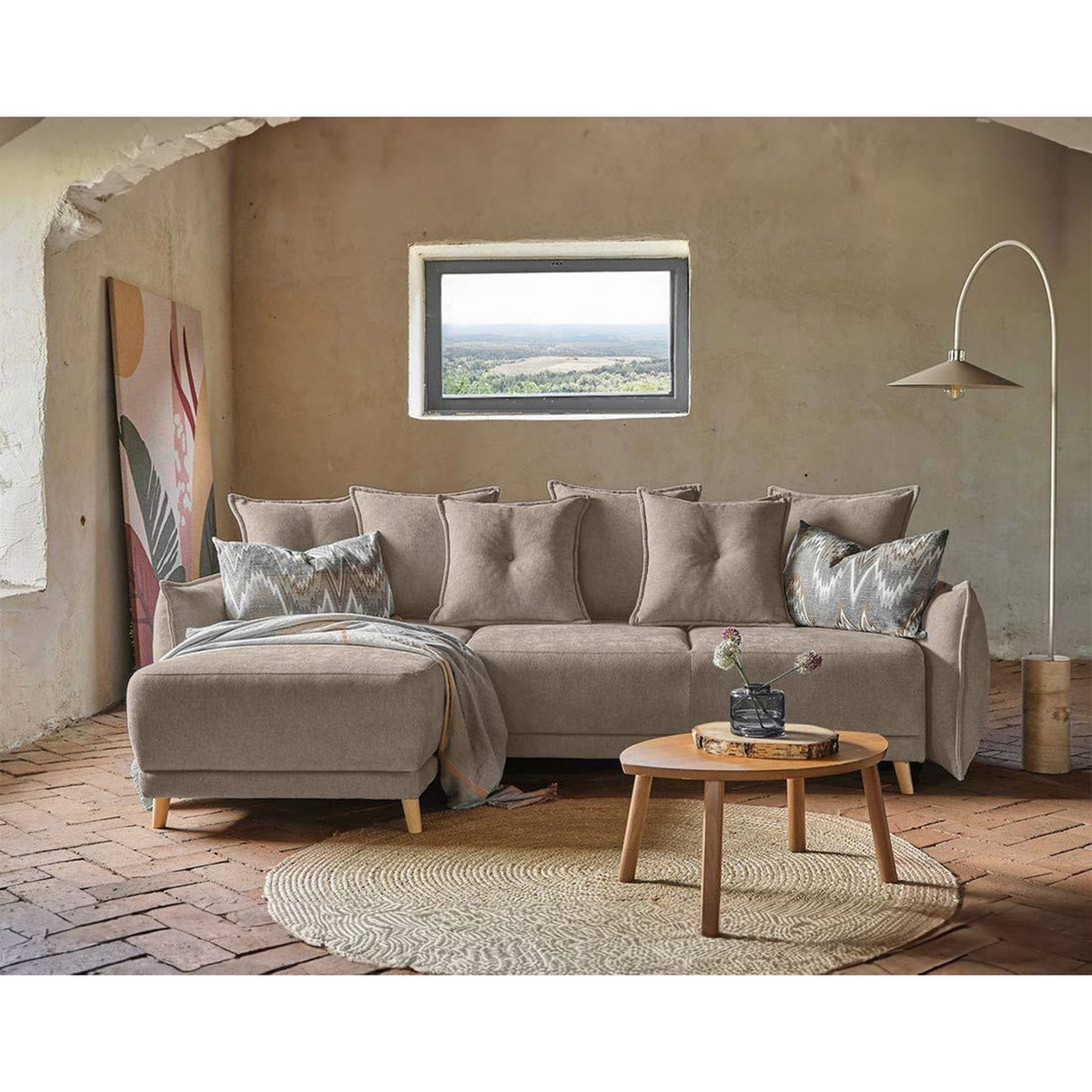 BEST MOBILIER Lena - canapé d'angle réversible convertible - 4 places - style scandinave