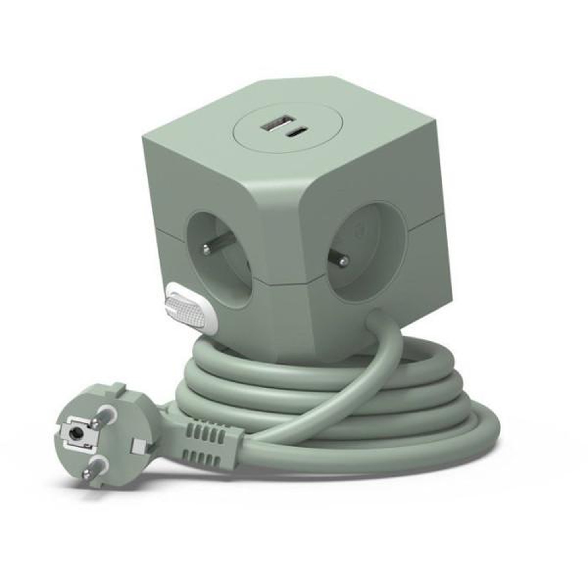 LINK2HOME Cube multiprise avec double port usb - link2home - 4 prises secteur 16a - 2 ports usb - 3680 w max - vert