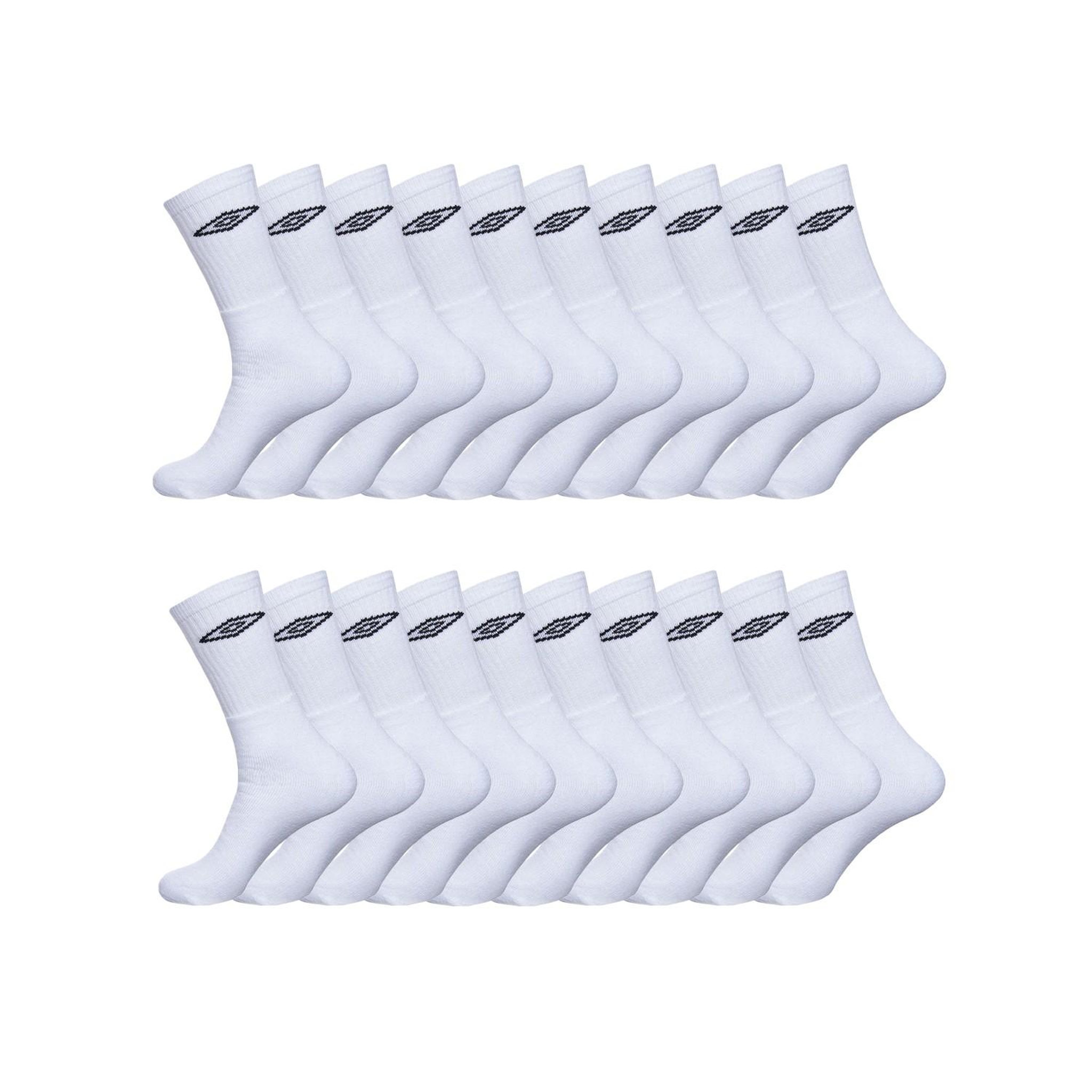 UMBRO Lot de 20 paires de chaussettes tennis homme. Coloris disponibles : Blanc