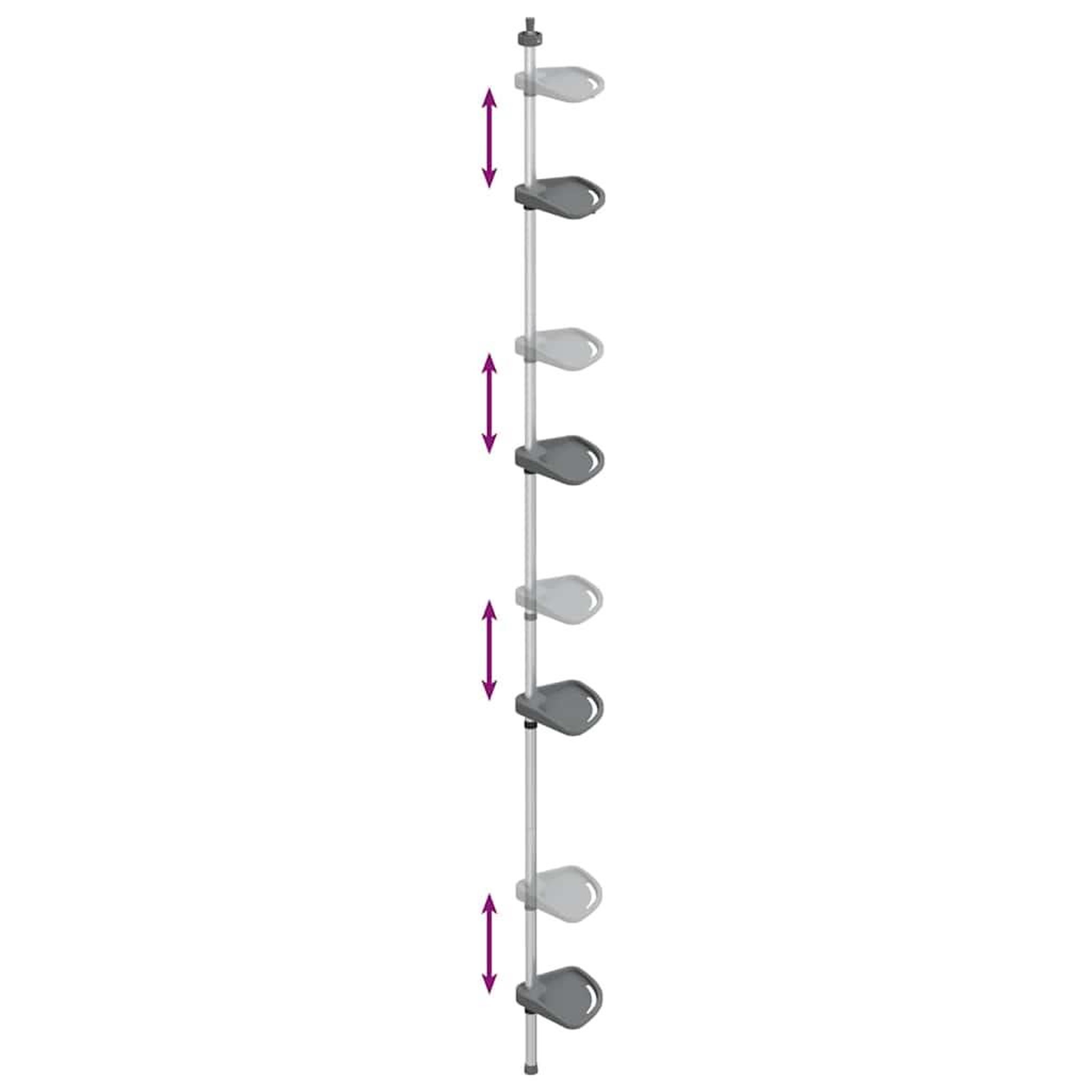 Voir la diapositive 5 : VIDAXL Etagere d'angle de douche telescopique a 4 niveaux Argente