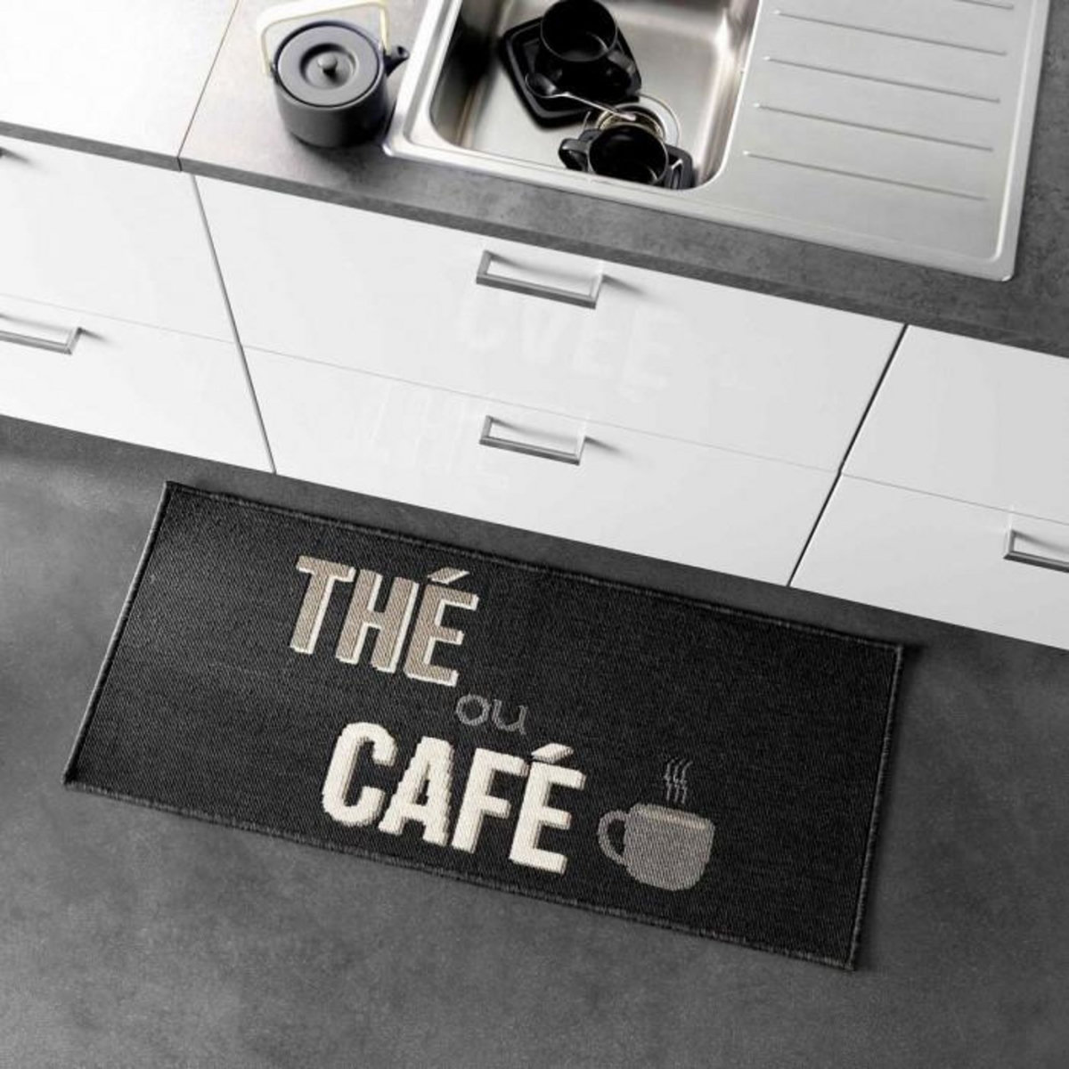 Paris Prix Tapis de Cuisine  Breakfast  50x120cm Noir