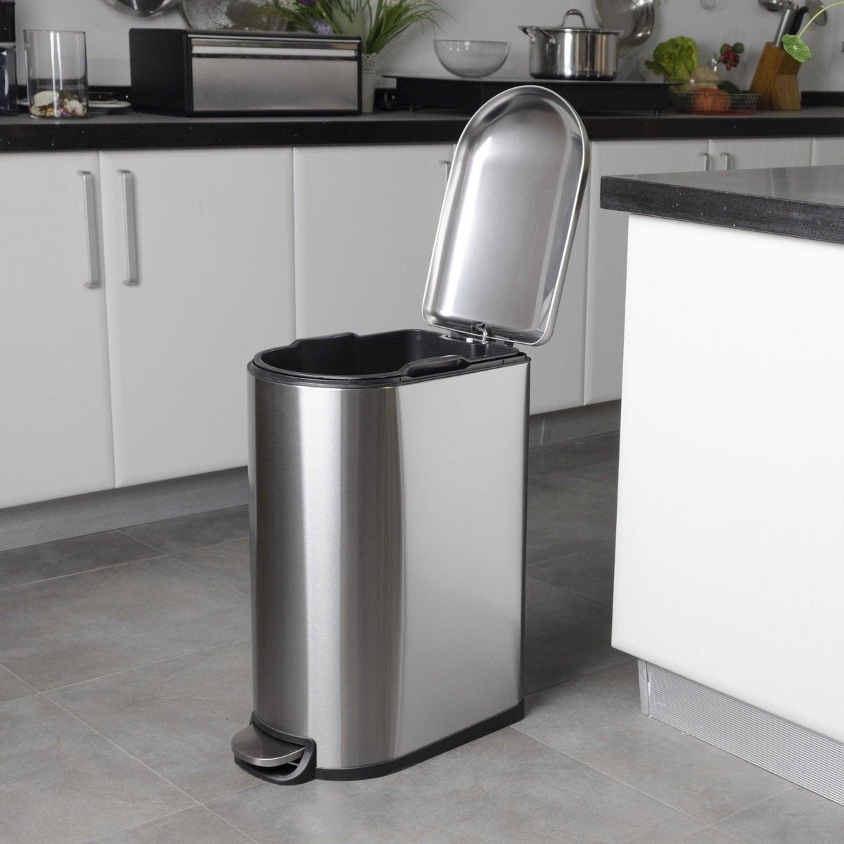 Kitchen move Poubelle de cuisine à pédale FULLER Argent Acier inoxydable 40 L