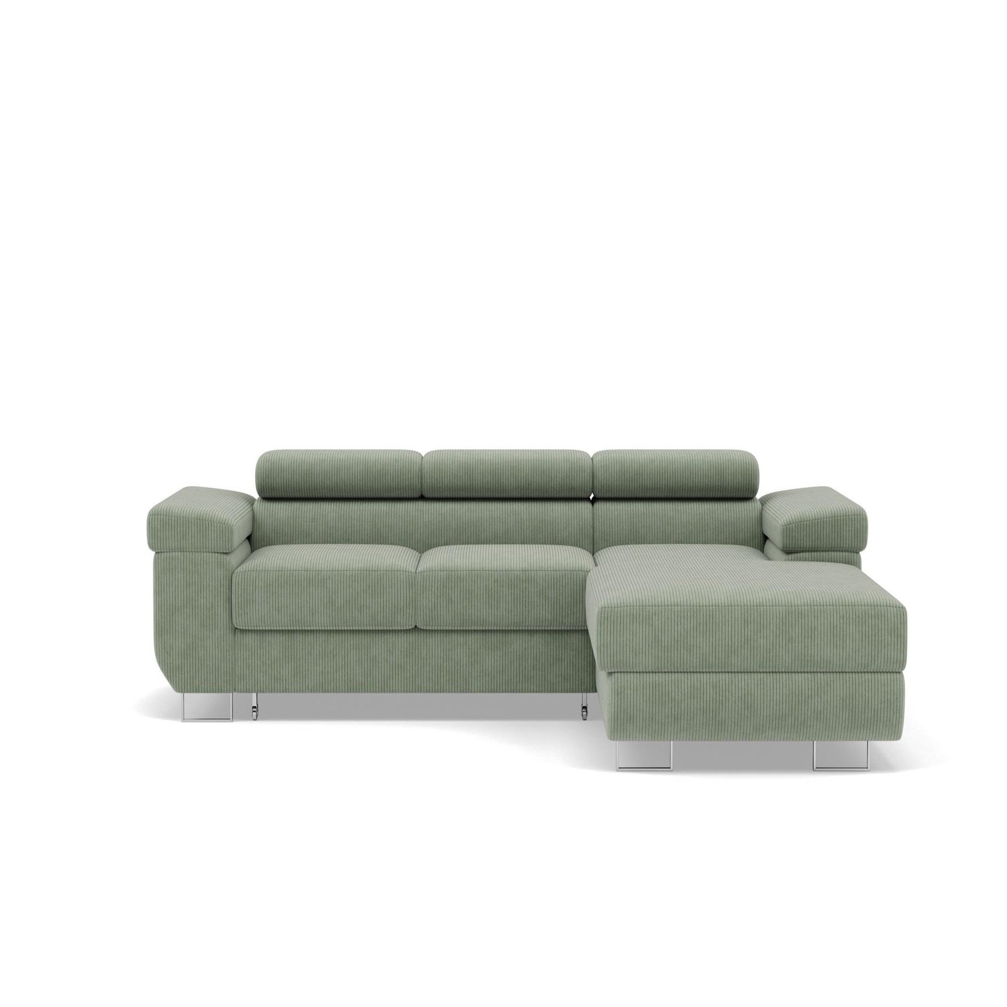 Voir la diapositive 1 : BEST MOBILIER Pablo - canapé d'angle droit - 6 places - convertible avec coffre et têtières réglables - en velours côtelé