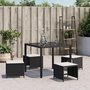 Voir la diapositive 4 : VIDAXL Tabourets de jardin et coussins lot de 4 noir 40x40x35 cm rotin