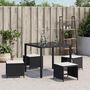 Voir la diapositive 4 : VIDAXL Tabourets de jardin et coussins lot de 4 noir 40x40x35 cm rotin