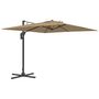 Voir la diapositive 1 : OUTSUNNY Parasol déporté carré pivotant 360° manivelle dim. 2,97L x 2,97l x 2,64H m alu. polyester kaki