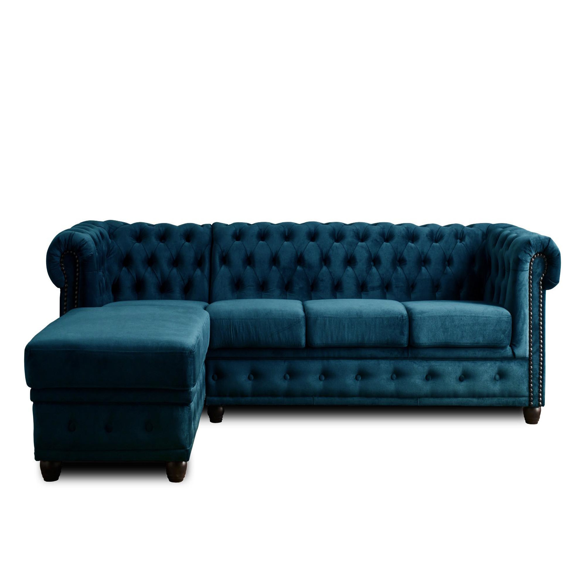 Voir la diapositive 5 : LISA DESIGN William - canapé chesterfield d'angle gauche - 4 places - en velours