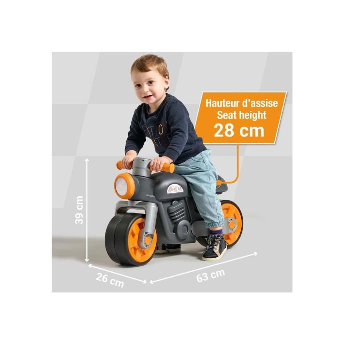 FALK Draisienne Moto Premier - FALK - Avec roues silencieuses - Gris - 75% Plastique Recyclé - 100% Fabriqué en France - Des 12 mo