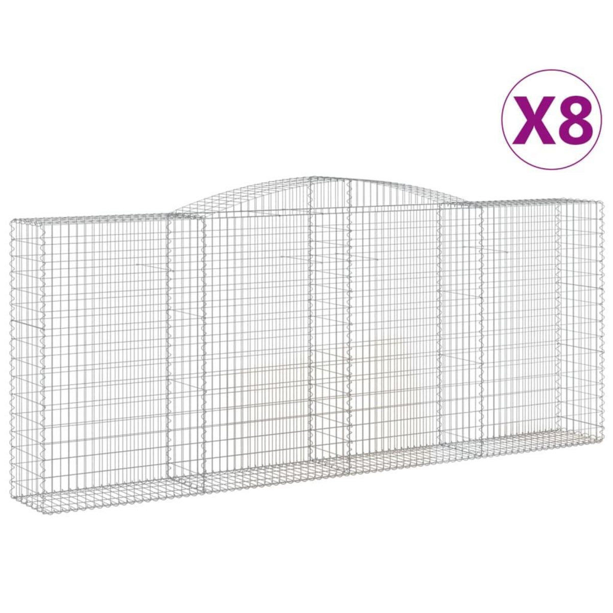 VIDAXL Paniers a gabions arques 8 pcs 400x50x160/180 cm fer galvanise