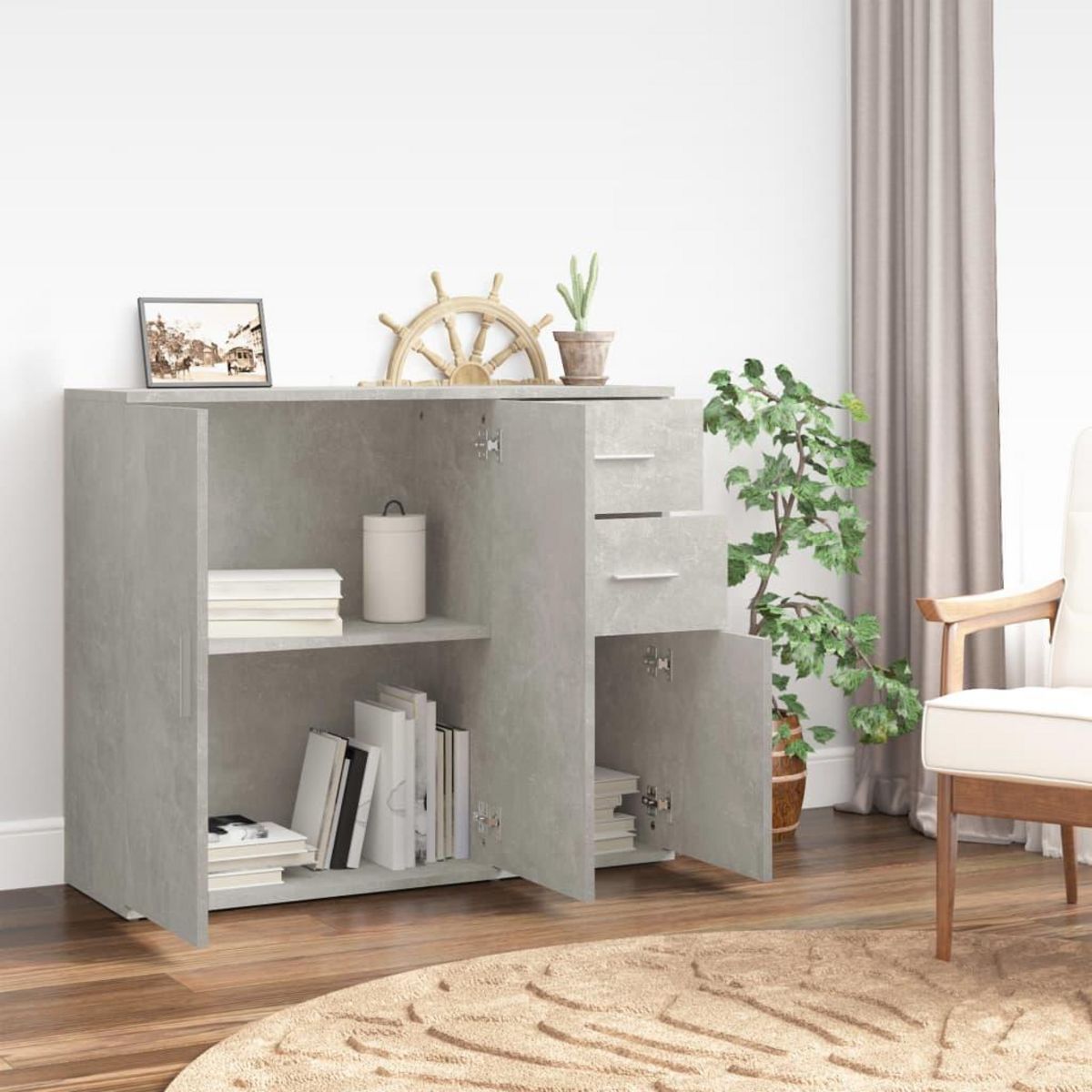 VIDAXL Buffet Gris beton 91x29,5x75 cm Bois d'ingenierie