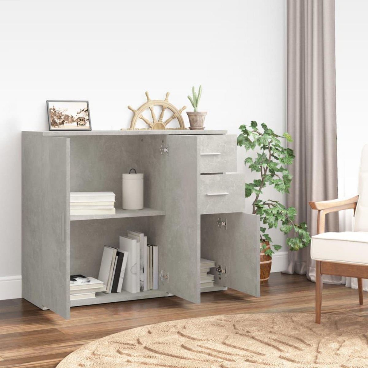VIDAXL Buffet Gris beton 91x29,5x75 cm Bois d'ingenierie