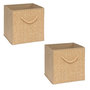 Voir la diapositive 1 : FIVE Lot de 2 boîtes de rangement effet rotin STEMY - L. 31 x l. 31 x H. 31 cm - Beige