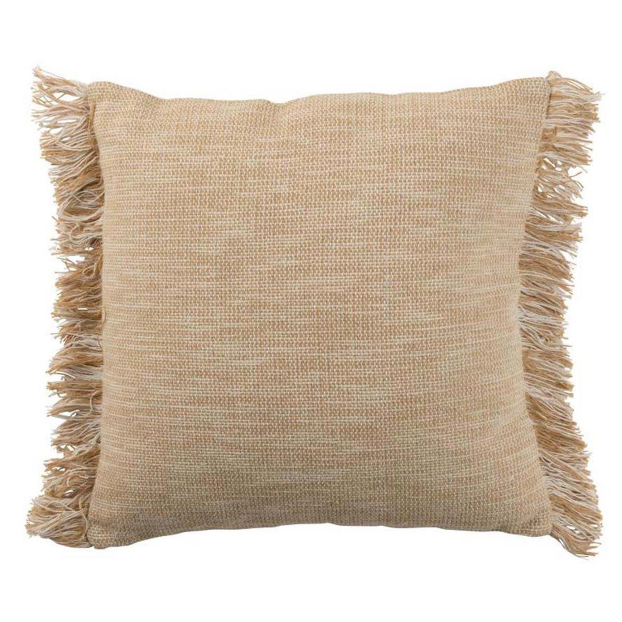 Voir la diapositive 1 : J-LINE Coussin Déco  Franges Coton  45x45cm Beige