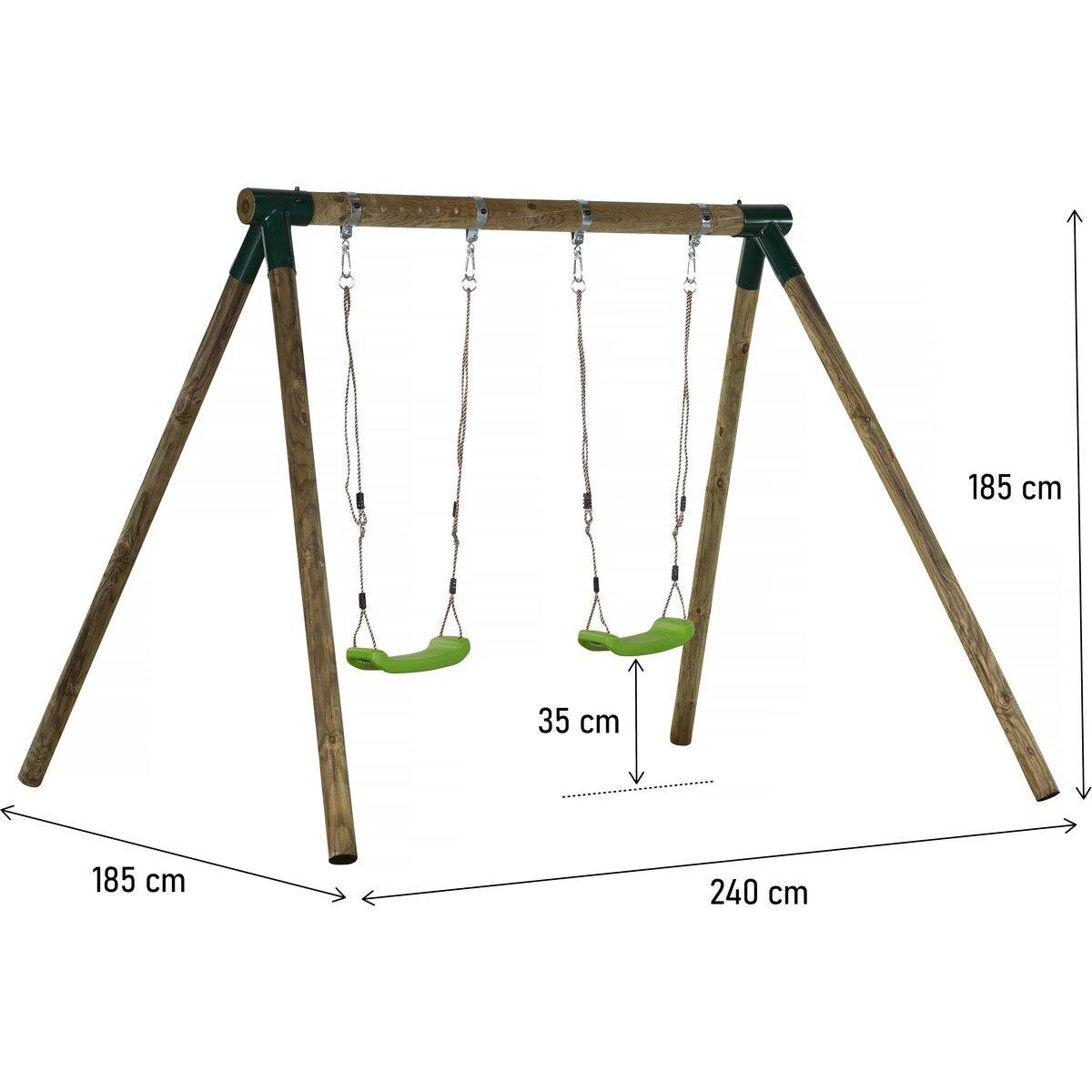 Habitat et Jardin Portique bois  Eden  - Avec 2 balançoires.