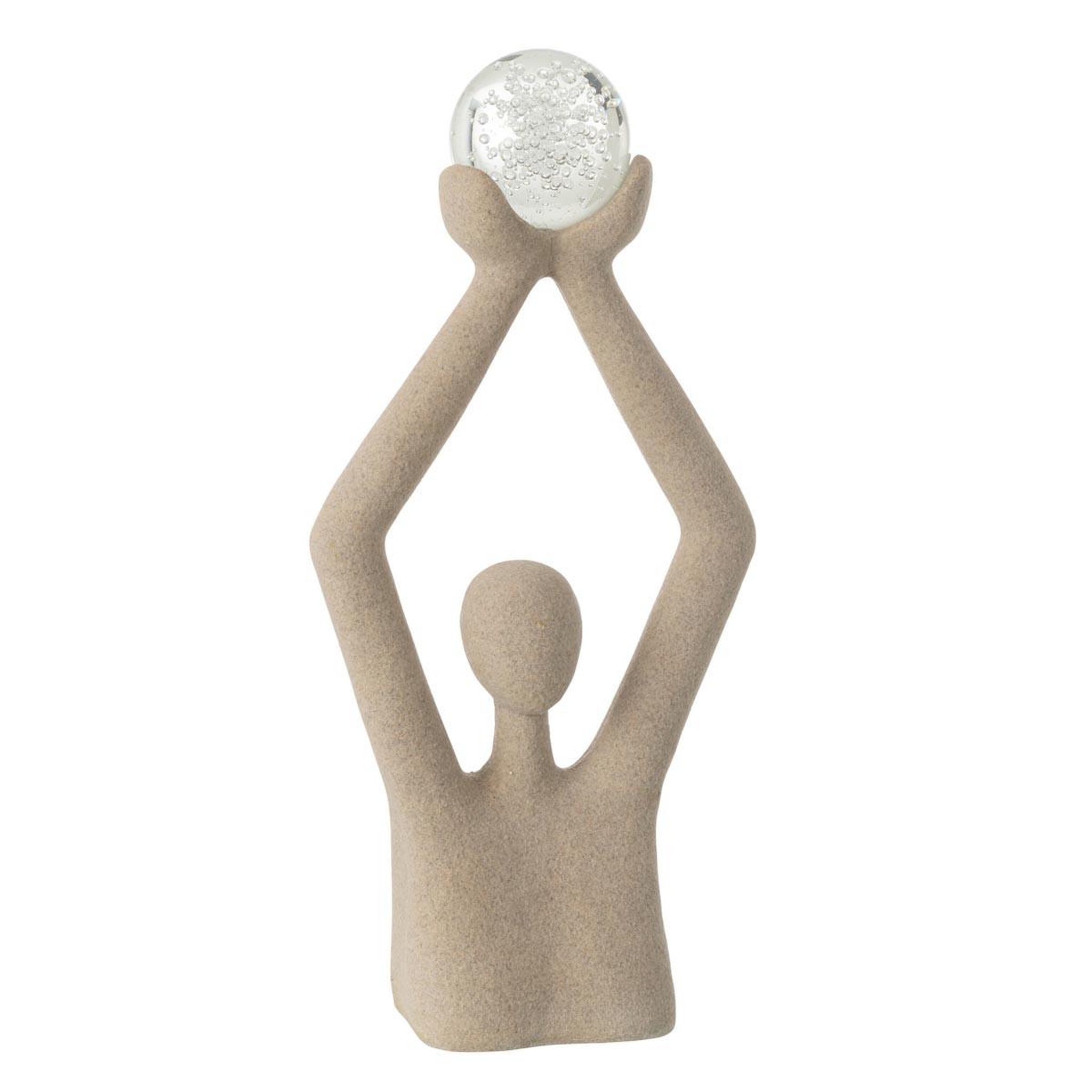 J-LINE Buste tête boule cristal  shawn  52cm beige