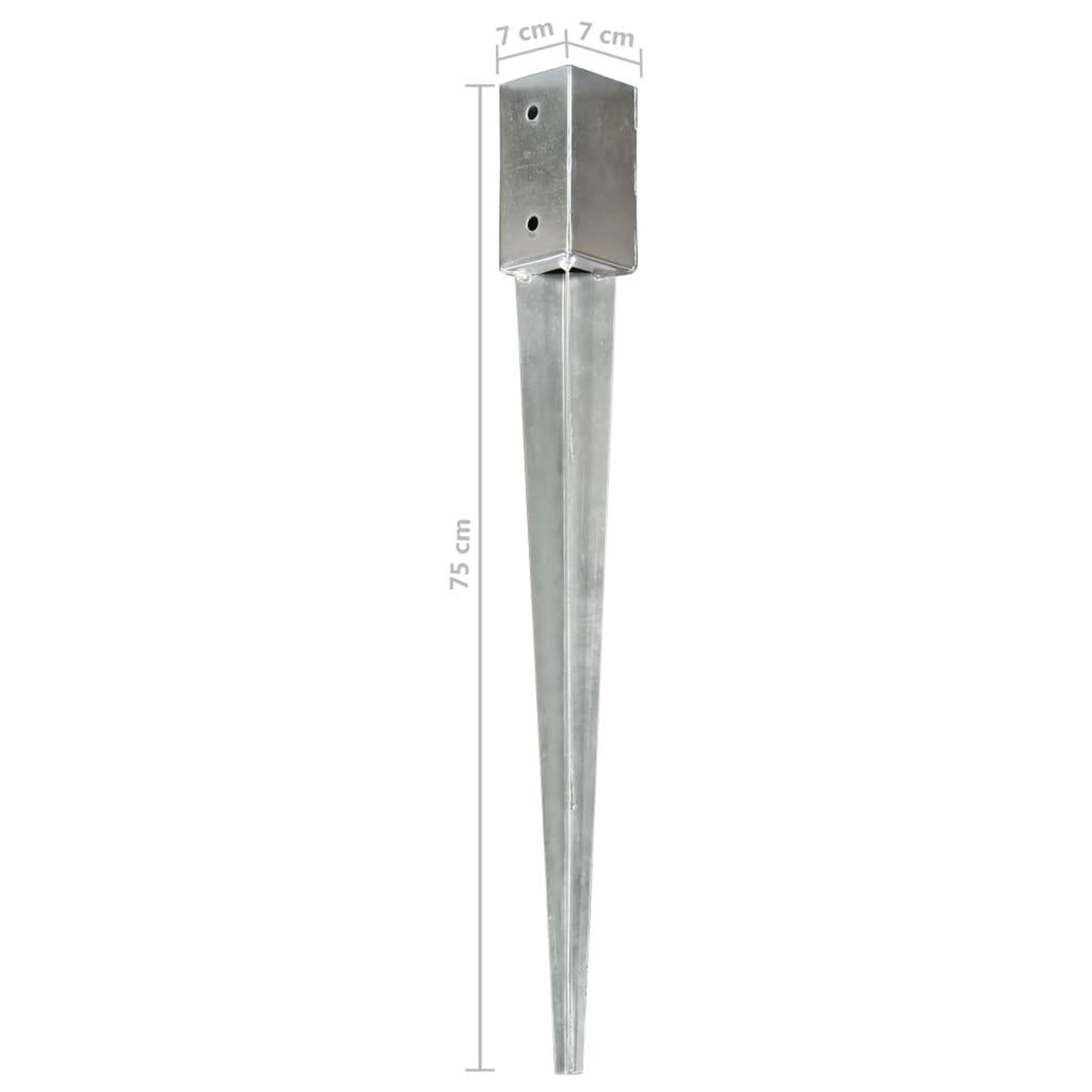 Voir la diapositive 6 : VIDAXL Piquets au sol 12 pcs Argente 7x7x75 cm Acier galvanise