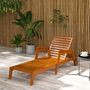 Voir la diapositive 2 : OUTSUNNY Bain de soleil transat inclinable 3 positions - accoudoirs, roues - bois de mélèze verni