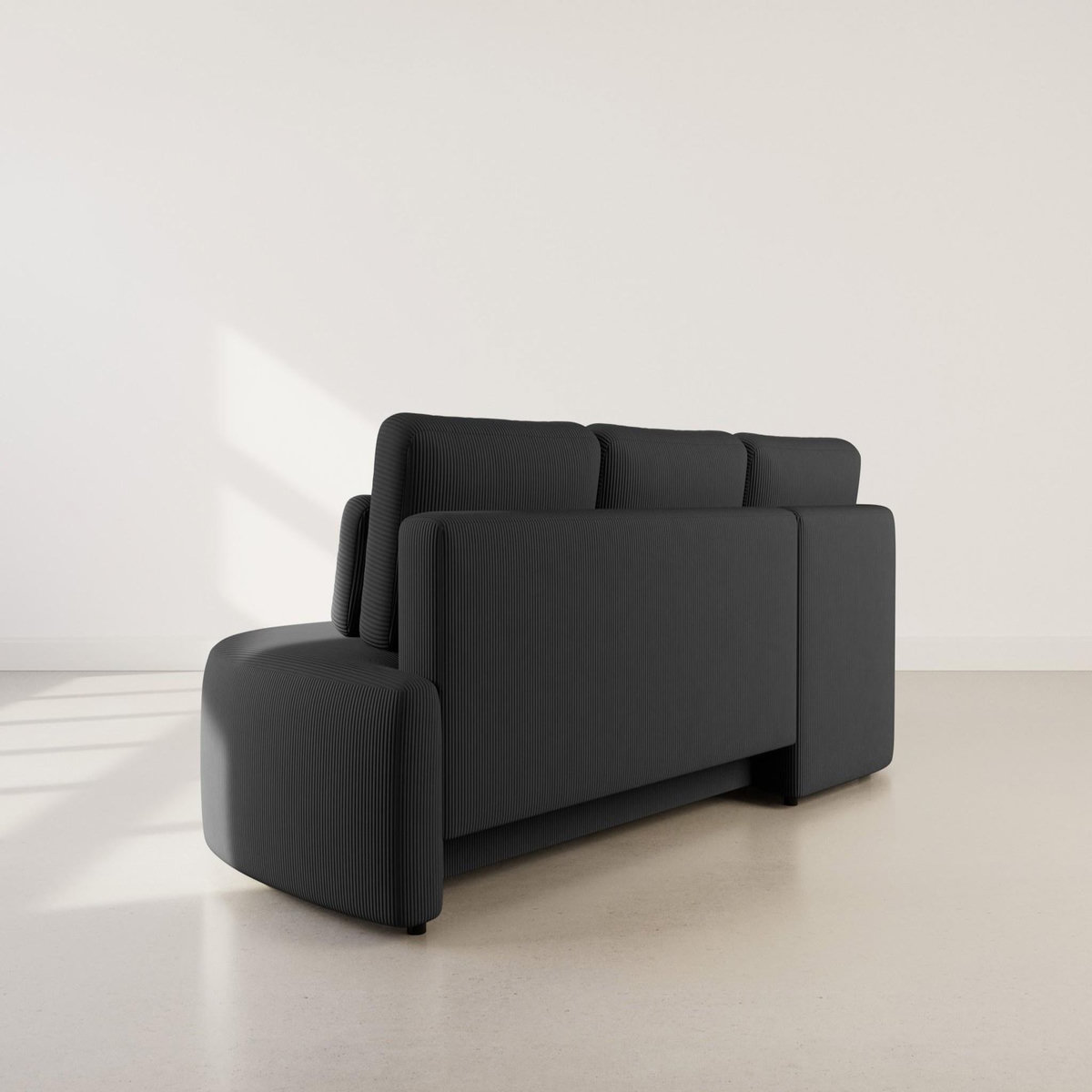 LISA DESIGN Mahina - canapé d'angle gauche 4 places convertible avec coffre en velours côtelé