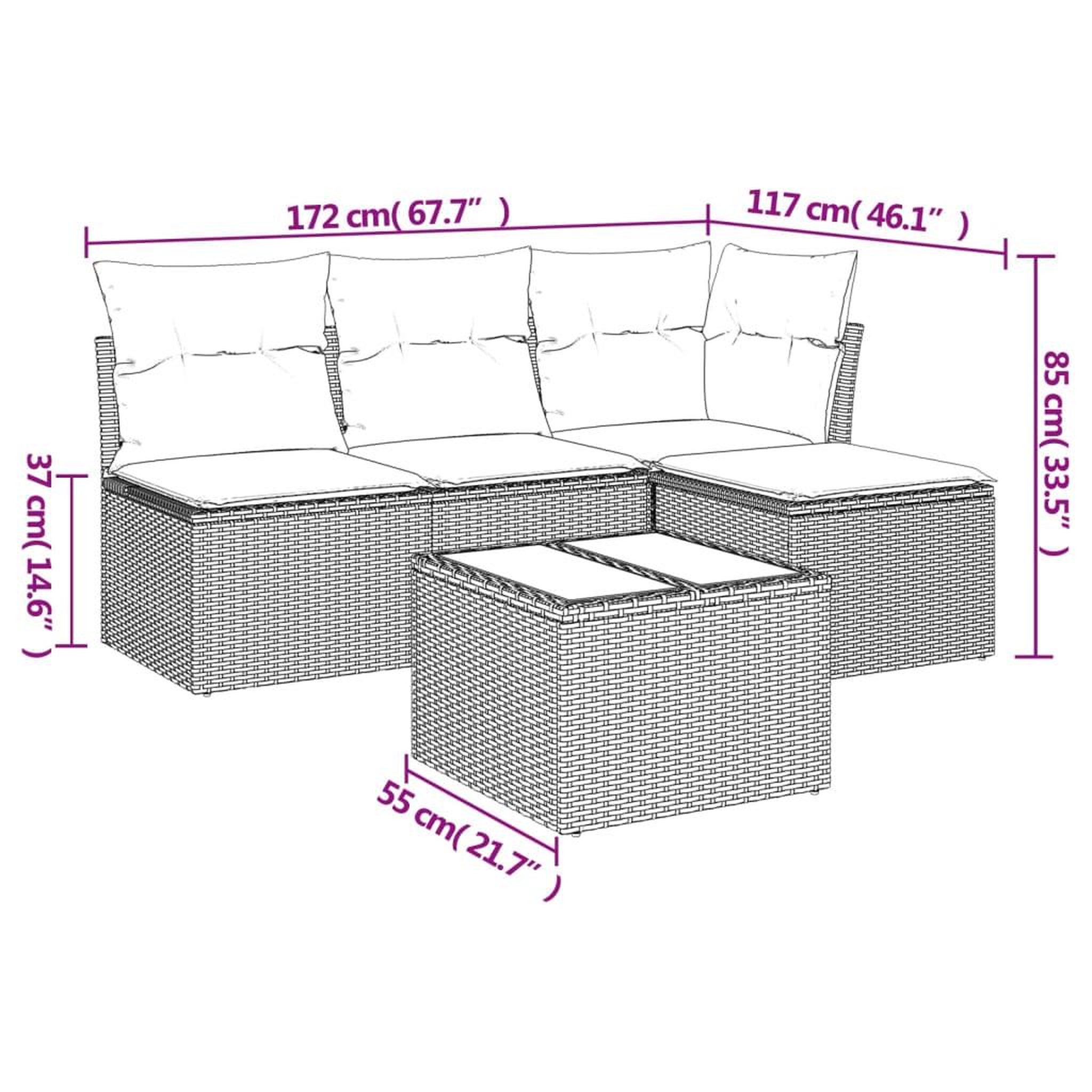 Voir la diapositive 4 : VIDAXL Salon de jardin avec coussins 5 pcs marron resine tressee