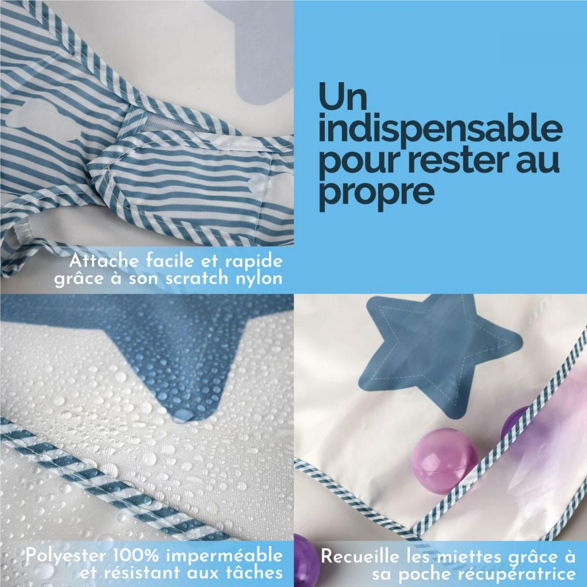 Monsieur Bébé Lot de 12 bavoirs pour bébé imperméables - Manches courtes