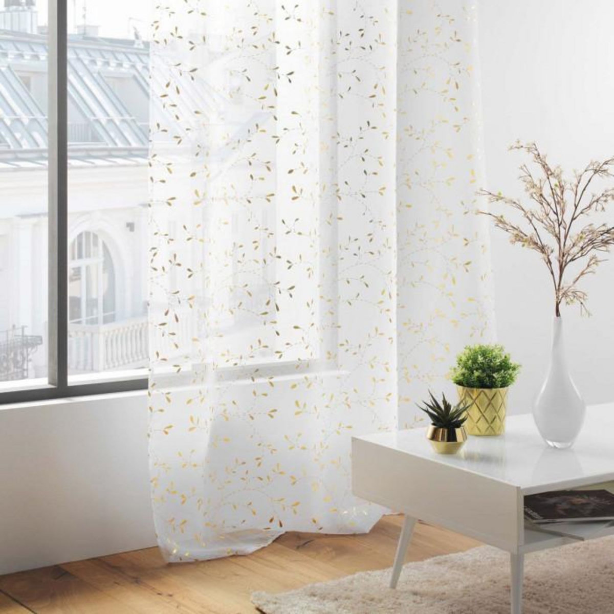 Paris Prix Rideau Voilage à Œillets  Floressia  140x280cm Or