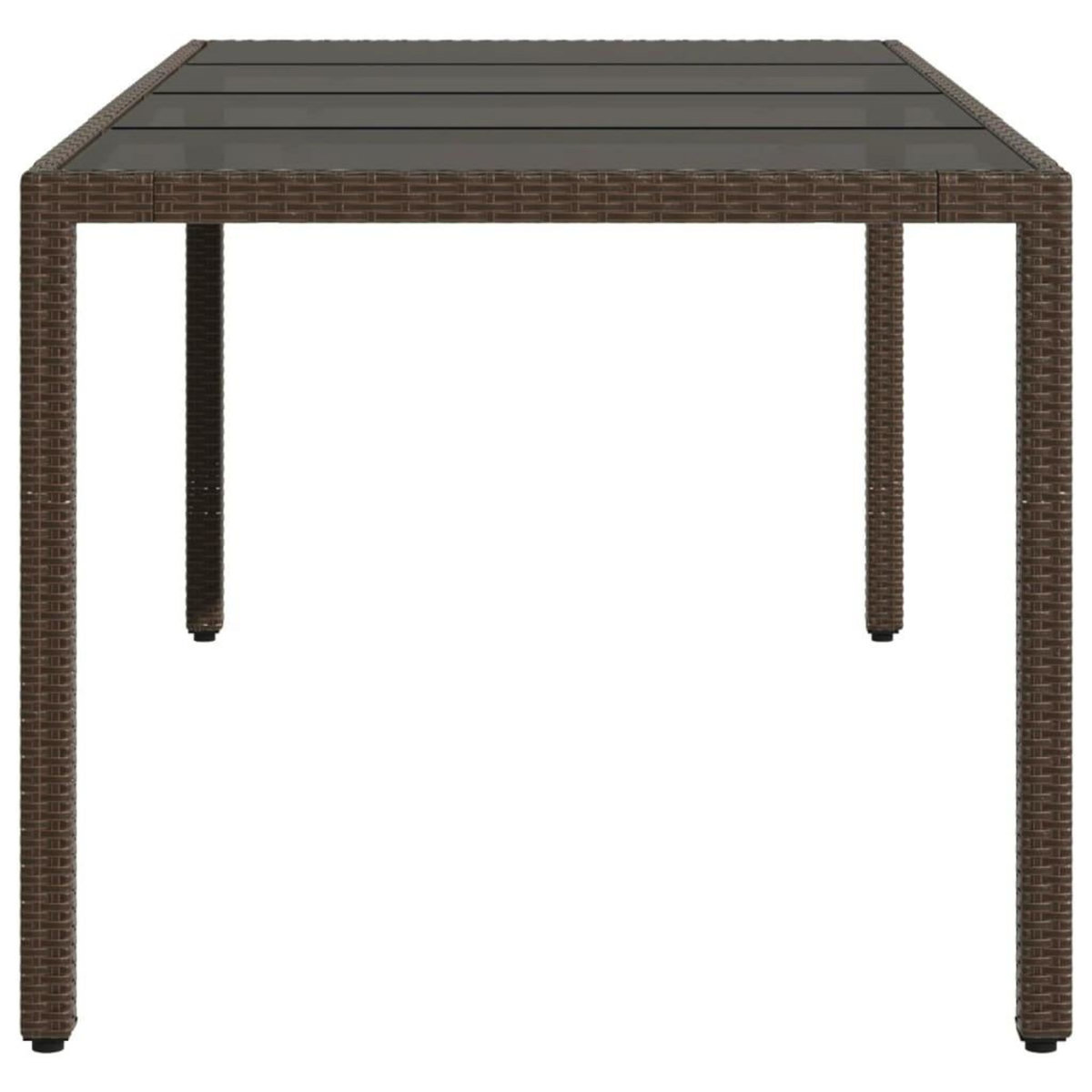 VIDAXL Table de jardin avec dessus en verre marron resine tressee