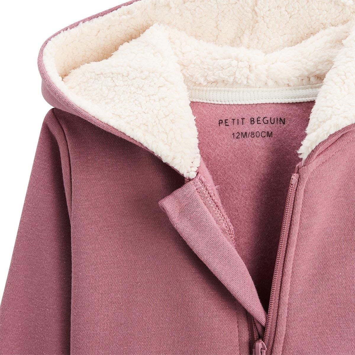 Petit Béguin Sweat à capuche zippé enfant en molleton Matcha