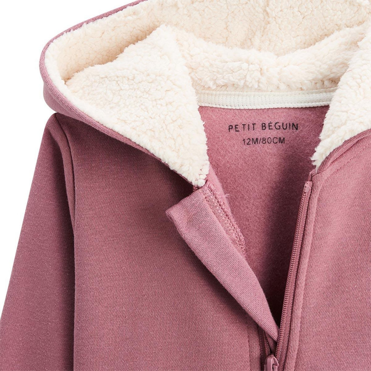 Petit Béguin Sweat à capuche zippé enfant en molleton Matcha