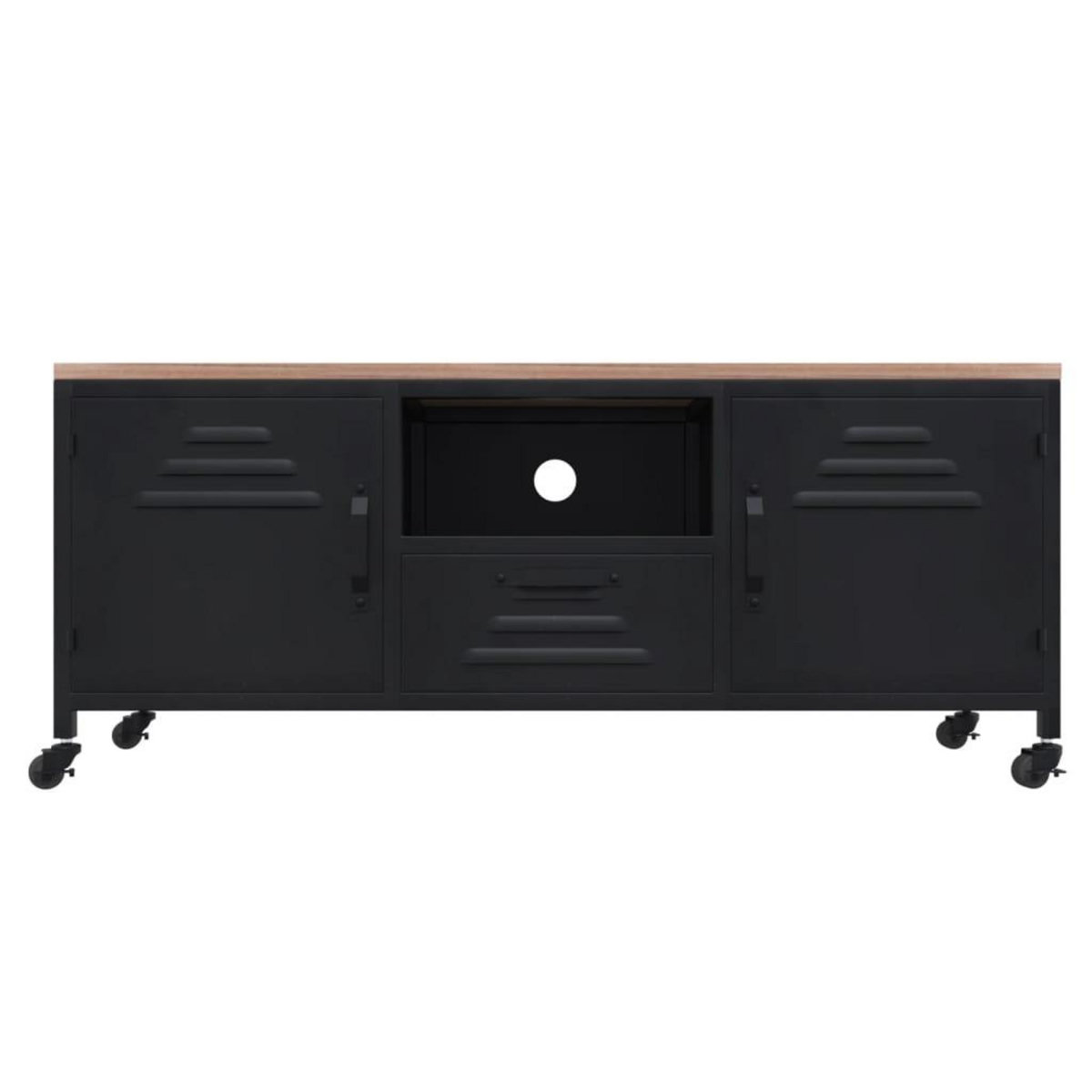 VIDAXL Meuble TV Noir 110x30x43 cm Fer et bois de pin massif