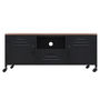 Voir la diapositive 3 : VIDAXL Meuble TV Noir 110x30x43 cm Fer et bois de pin massif
