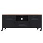 Voir la diapositive 3 : VIDAXL Meuble TV Noir 110x30x43 cm Fer et bois de pin massif