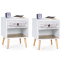 Voir la diapositive 1 : ID MARKET Lot de 2 tables de chevet BAHIA 1 tiroir avec niche scandinave