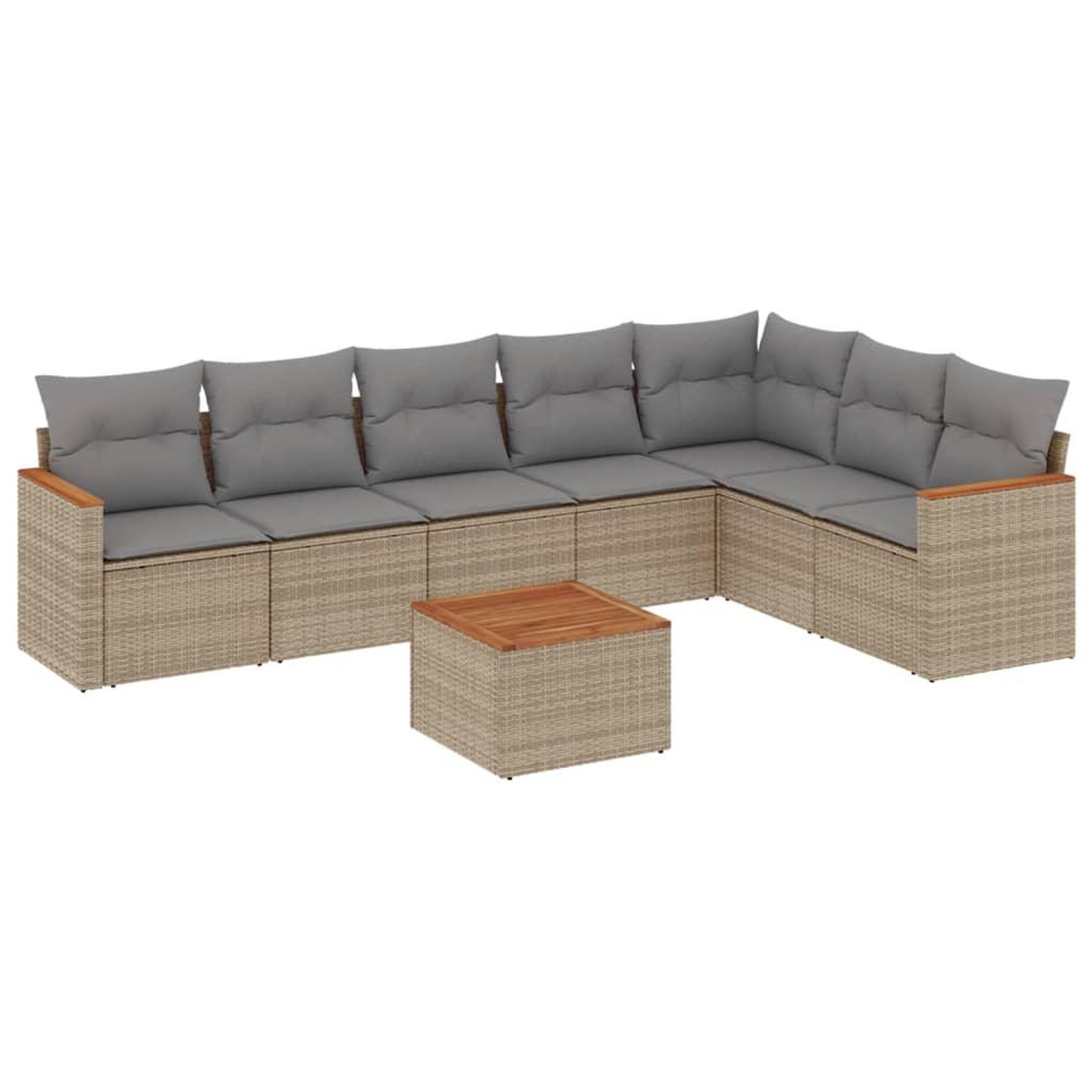 Voir la diapositive 2 : VIDAXL Salon de jardin avec coussins 8pcs melange beige resine tressee