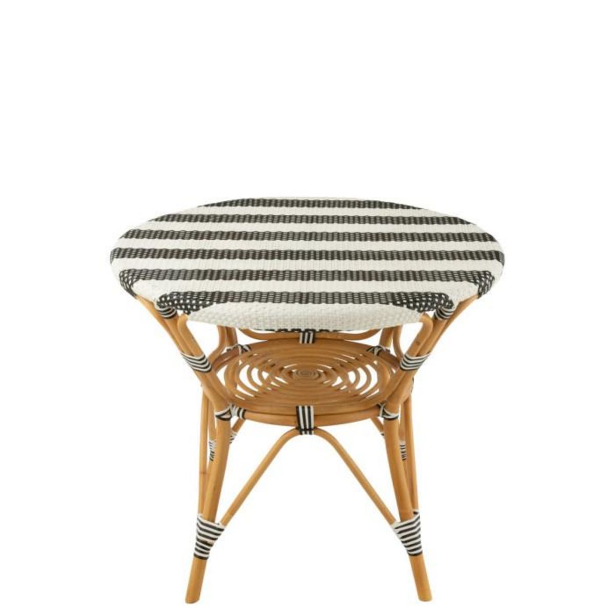 Paris Prix Table à Manger en Rotin  Danial  90cm Noir & Naturel