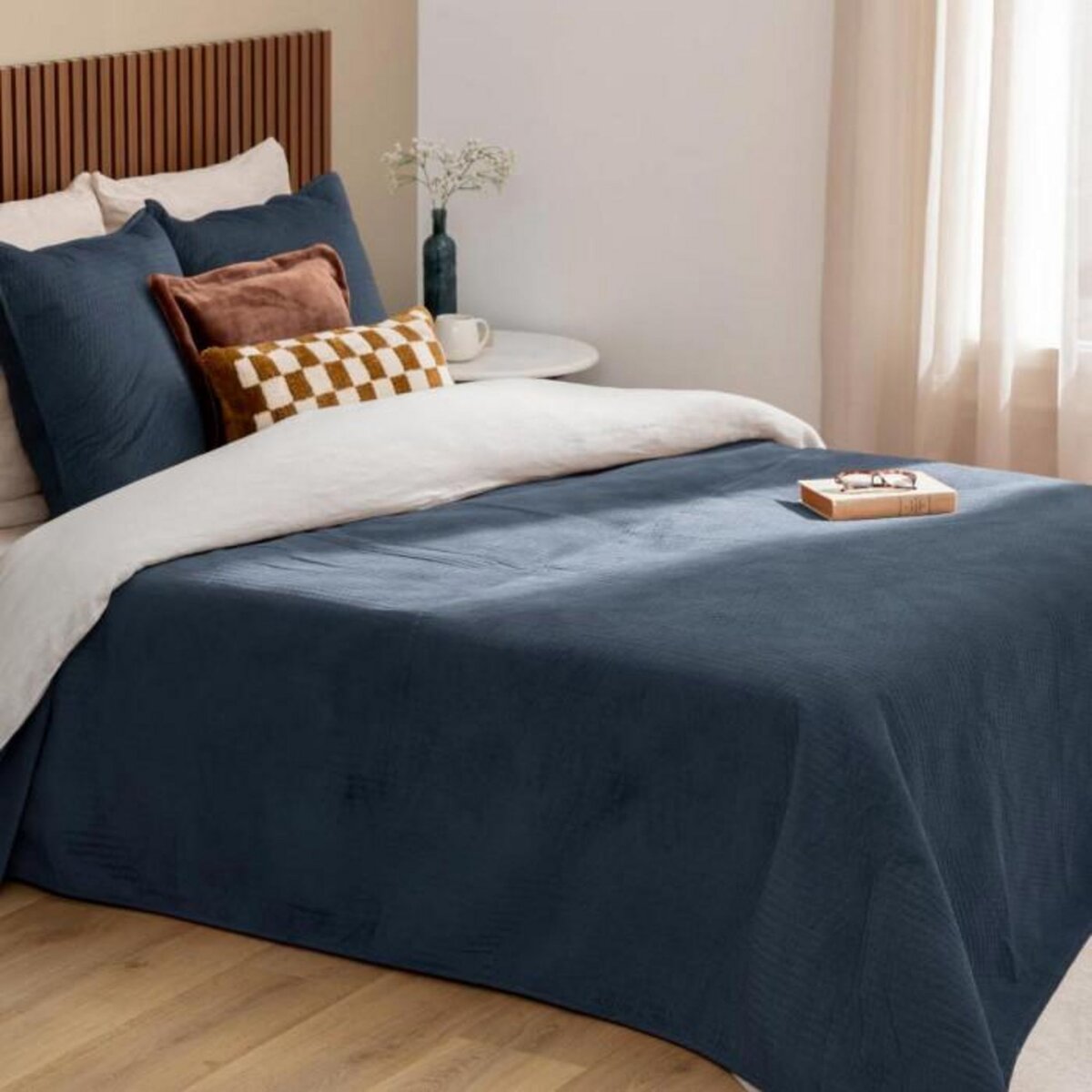 ATMOSPHERA Dessus de Lit & 2 Taies  Lilou  240x260cm Bleu Égéen