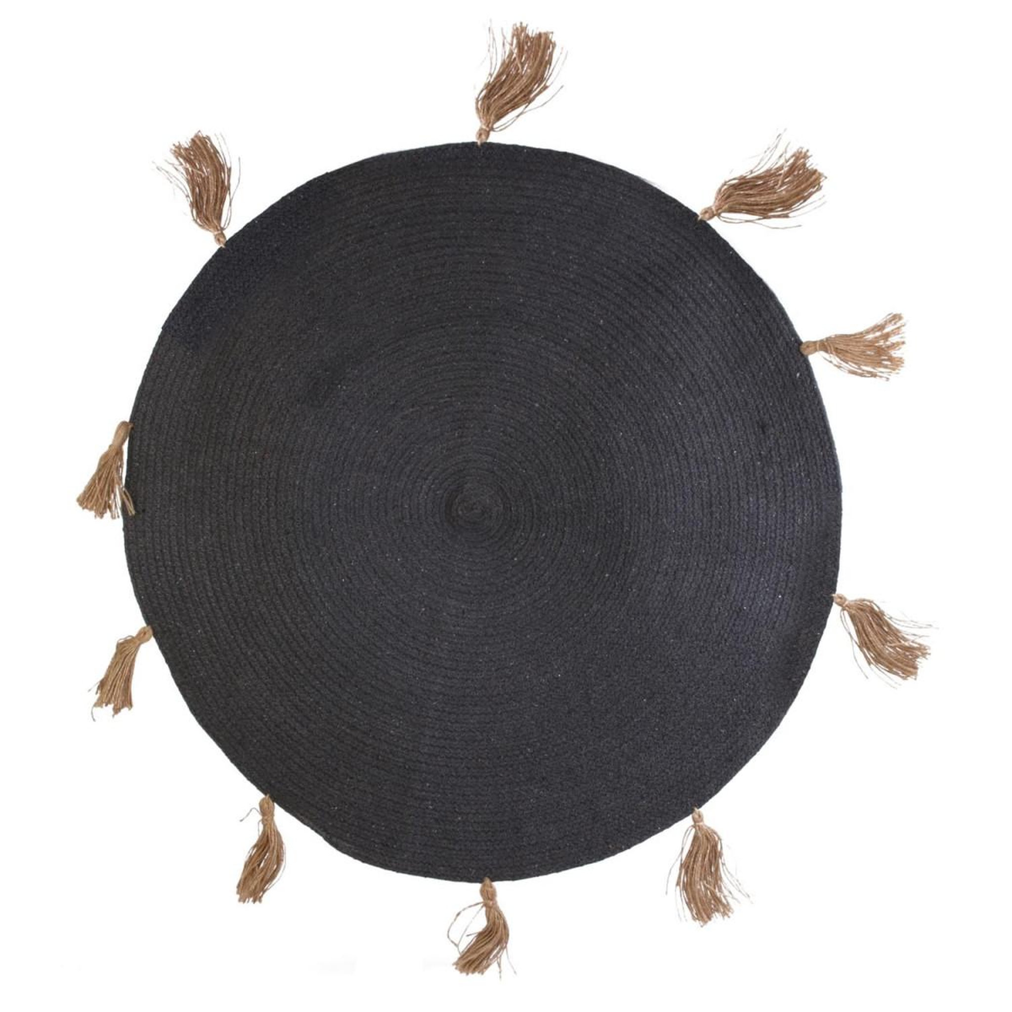 The Home Deco Factory Tapis rond à pompons  austin  90cm gris