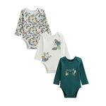 Petit Béguin Lot de 3 bodies bébé manches longues Canopée. Coloris disponibles : Bleu