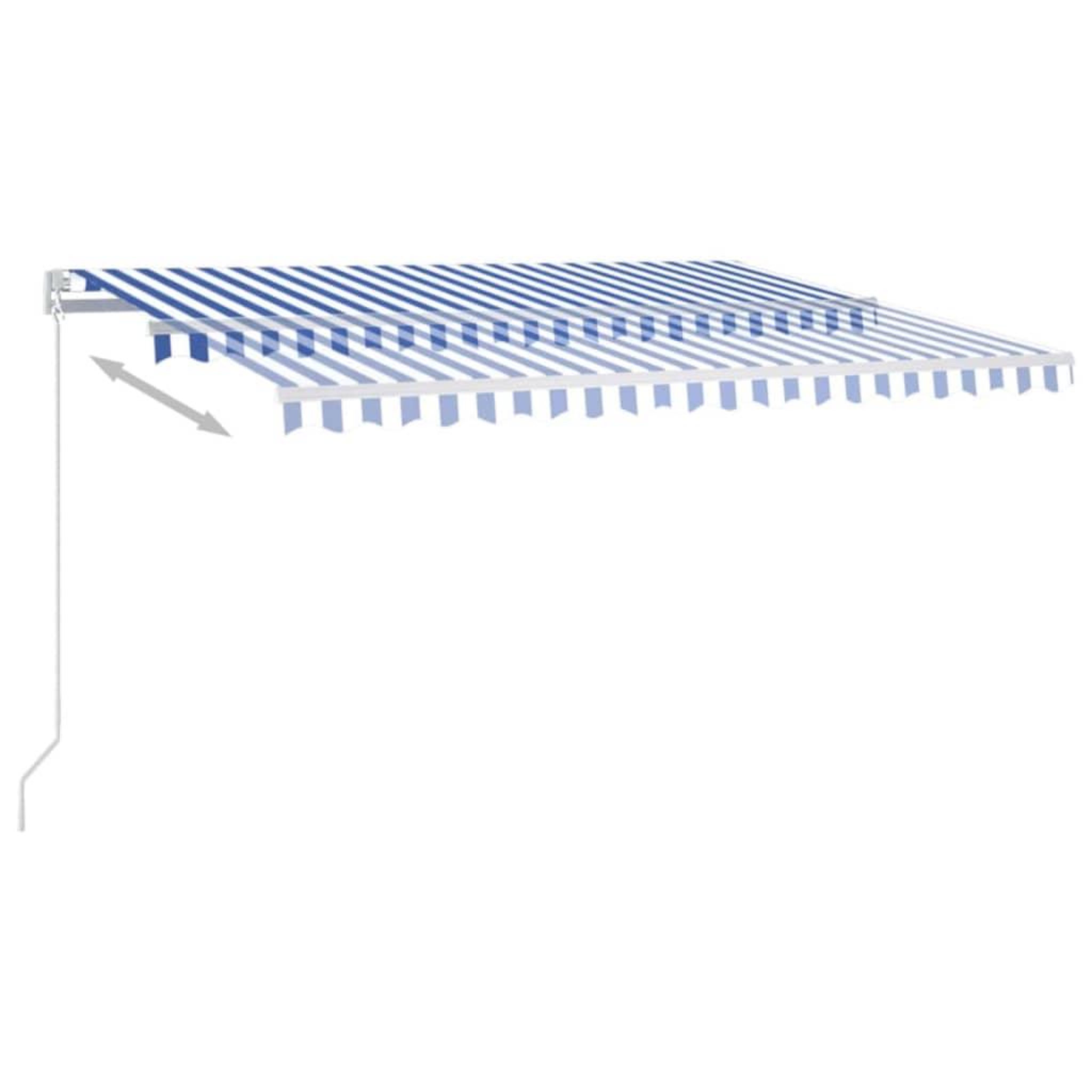 Voir la diapositive 4 : VIDAXL Auvent manuel retractable avec LED 400x300 cm Bleu et blanc
