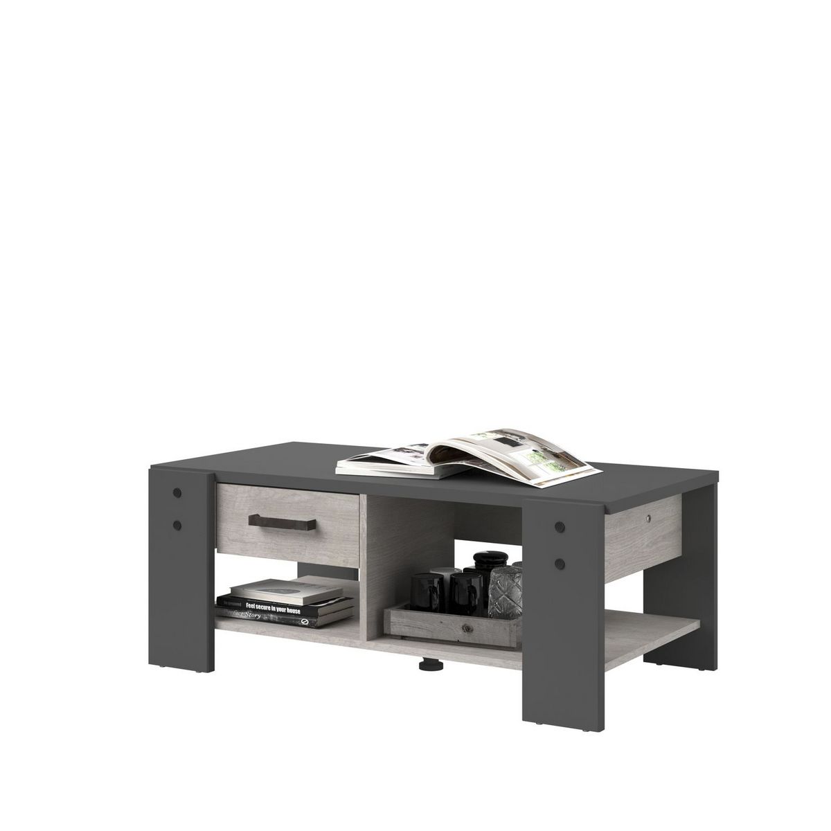 Table basse 1 tiroir 1 niche L101 x H40 x P54cm TRAVEL