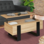 Voir la diapositive 2 : ID MARKET Table basse plateau relevable rectangulaire PHOENIX bois et noir