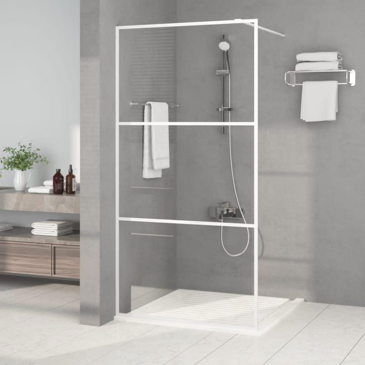 VIDAXL Paroi de douche Blanc 100x195 cm Verre ESG transparent