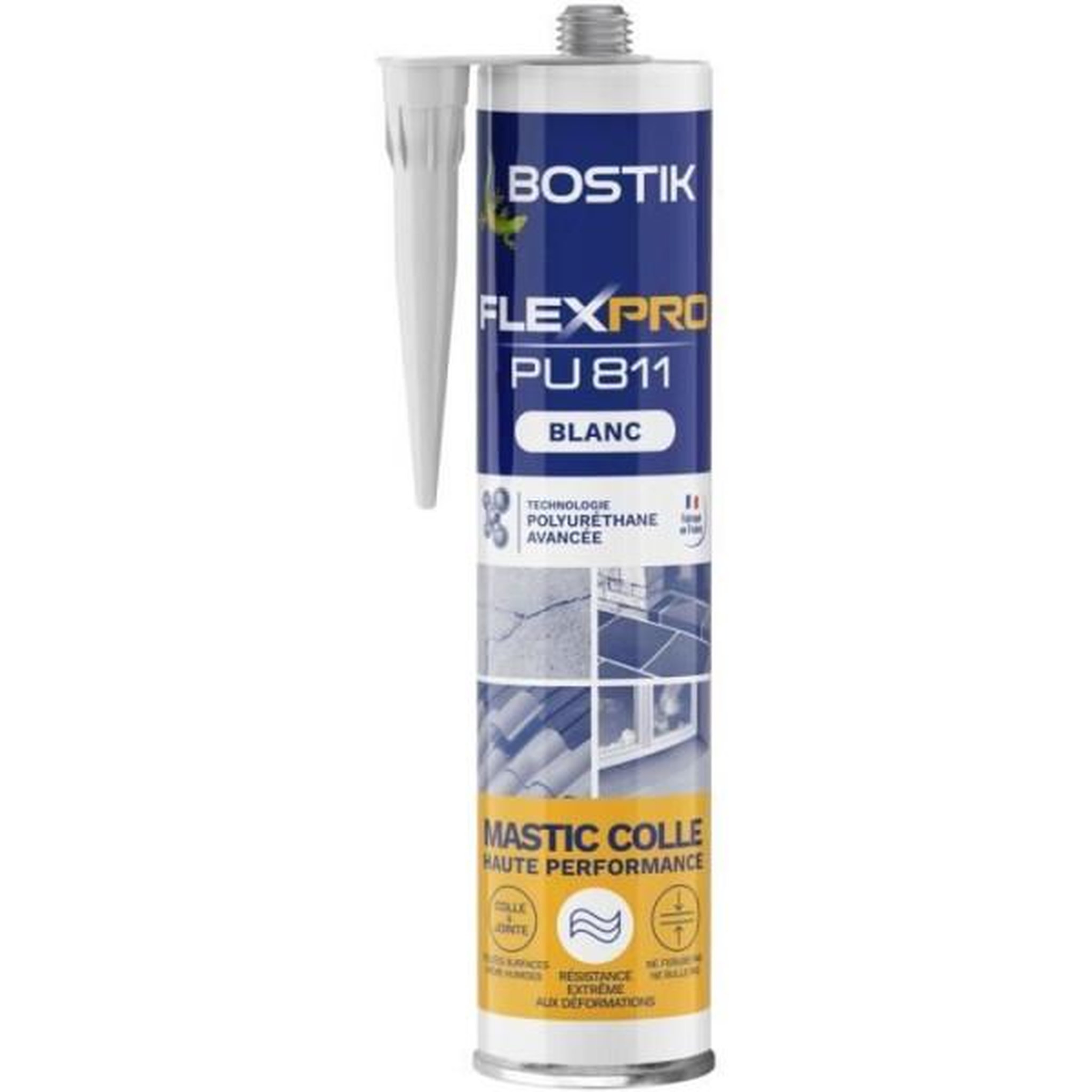 Bostik Mastic colle/joint - BOSTIK - Flexpro PU811 - Tous matériaux - Intérieur/extérieur - Blanc - 300 ml