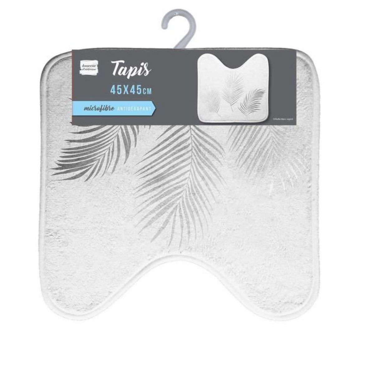 Paris Prix Tapis Contour WC Imprimé  Orbella  45x45cm Blanc & Argent