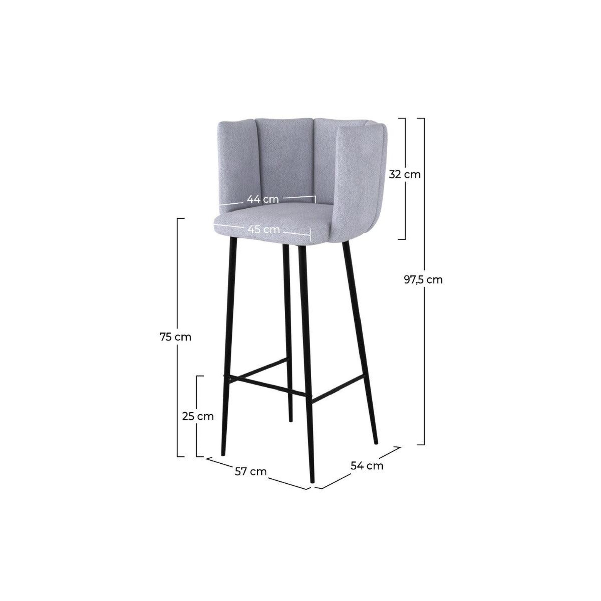 Voir la diapositive 4 : MAISON PAVANE Lot de 2 chaises de bar en tissu gris clair 75 cm-rosy