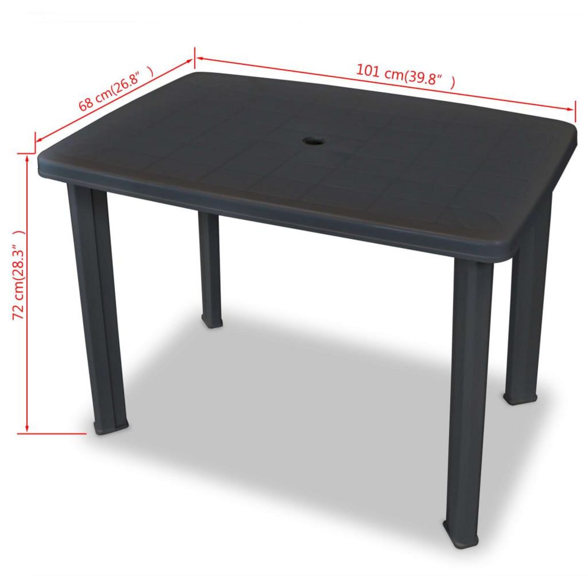 VIDAXL Table de jardin Anthracite 101 x 68 x 72 cm Plastique