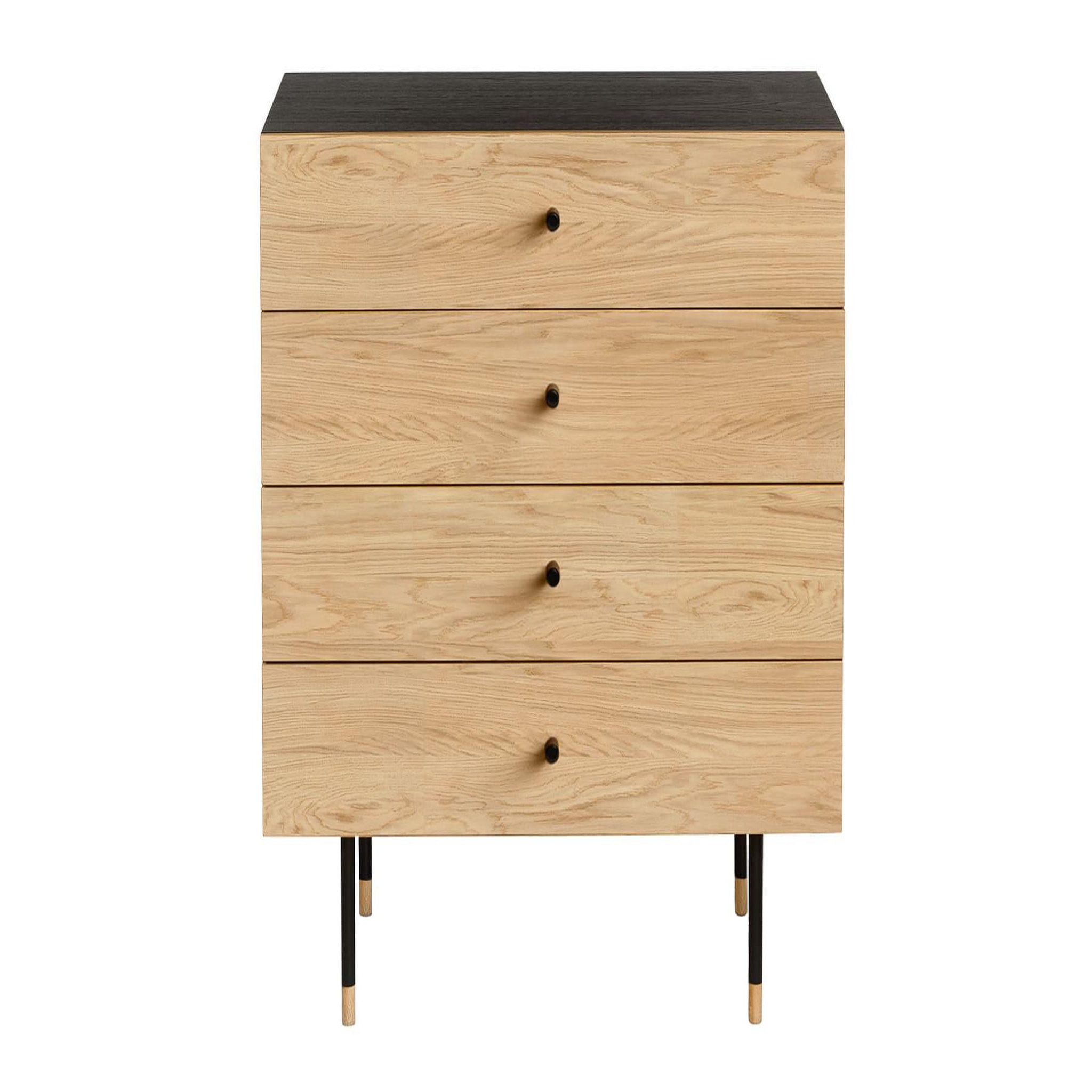 Voir la diapositive 2 : Paris Prix Commode 4 tiroirs  jugend  80cm noir & chêne