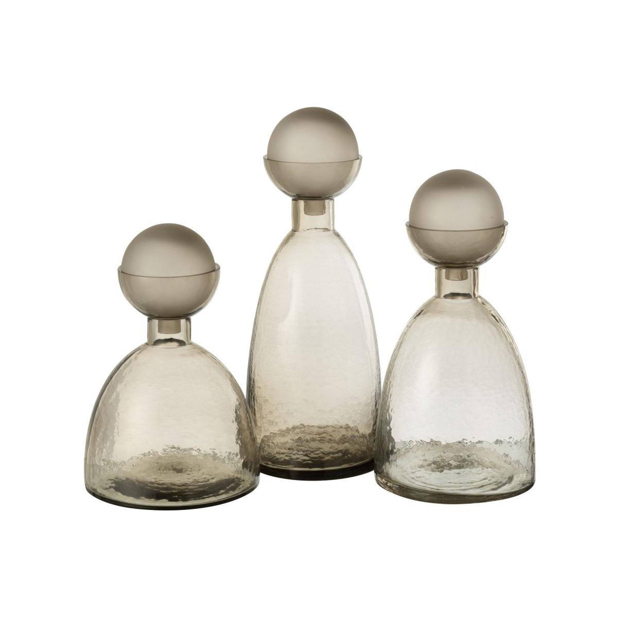Voir la diapositive 3 : J-LINE Vase bouteille bouchon en verre  yoko  34cm grège