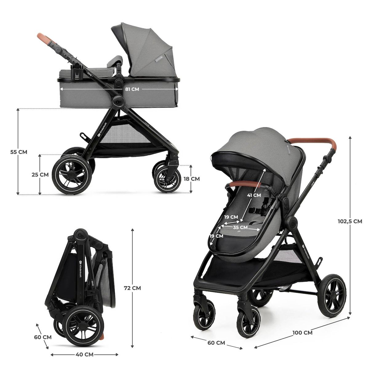 KINDERKRAFT Poussette multifonctionnelle 3 en 1 ESME PRO